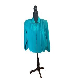 Teddi Vintage Turquoise Lightweight Windbreaker – Retro 80s Style